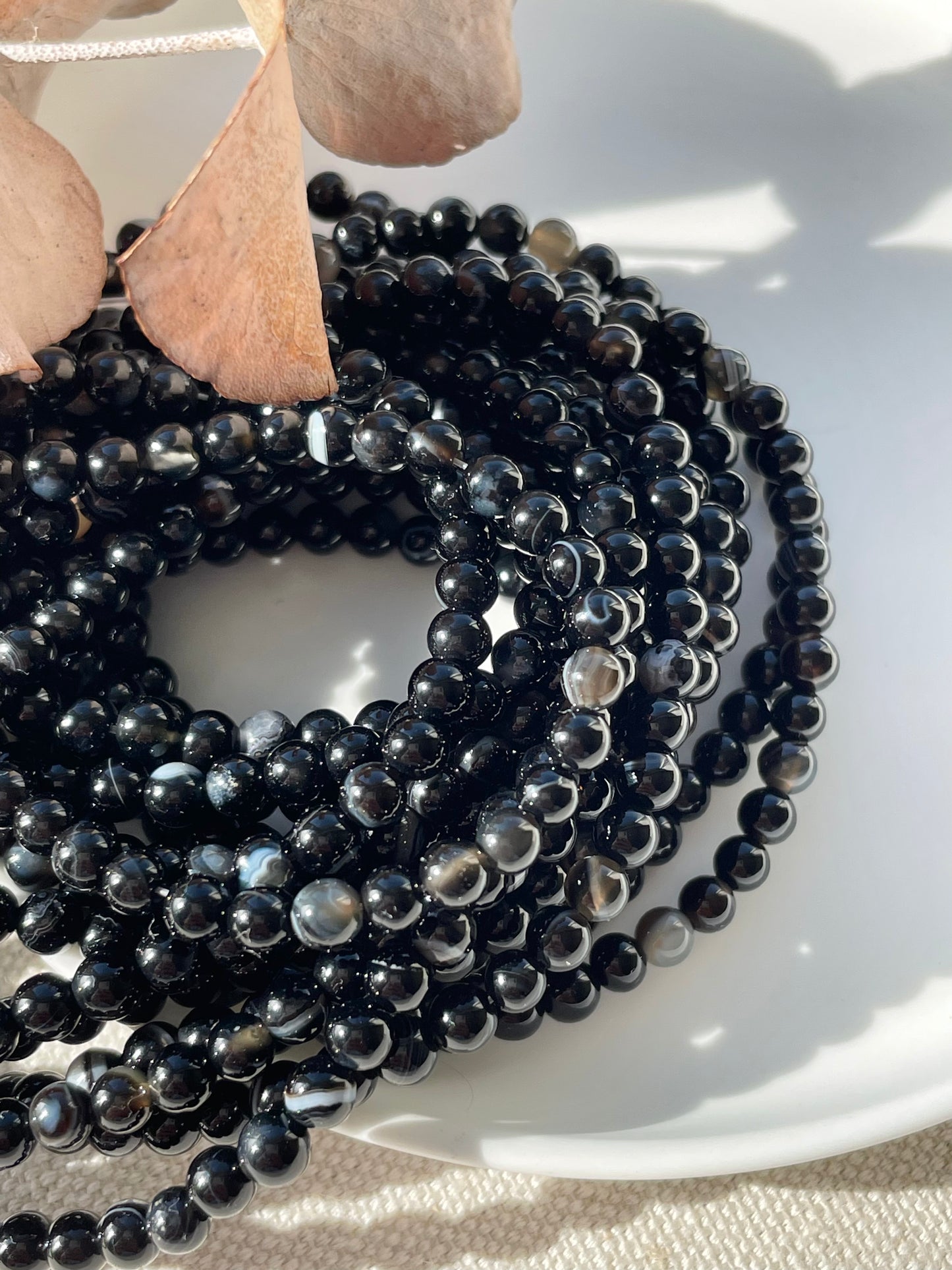 Black Agate 4mm Natural Gemstone Crystal Beads