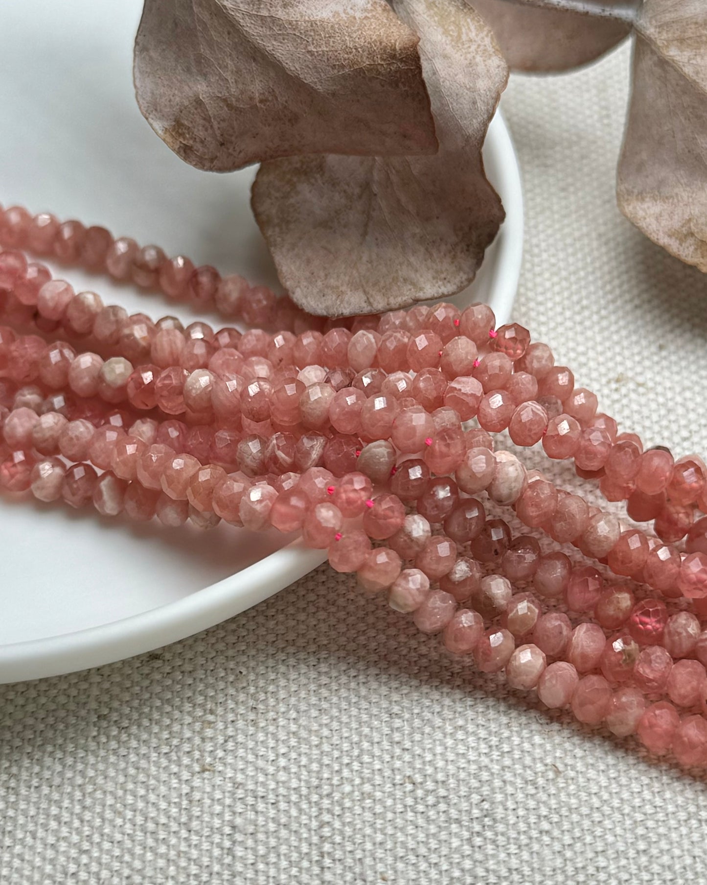 Rhodochrosite 4mm Natural Gemstone Crystal Beads