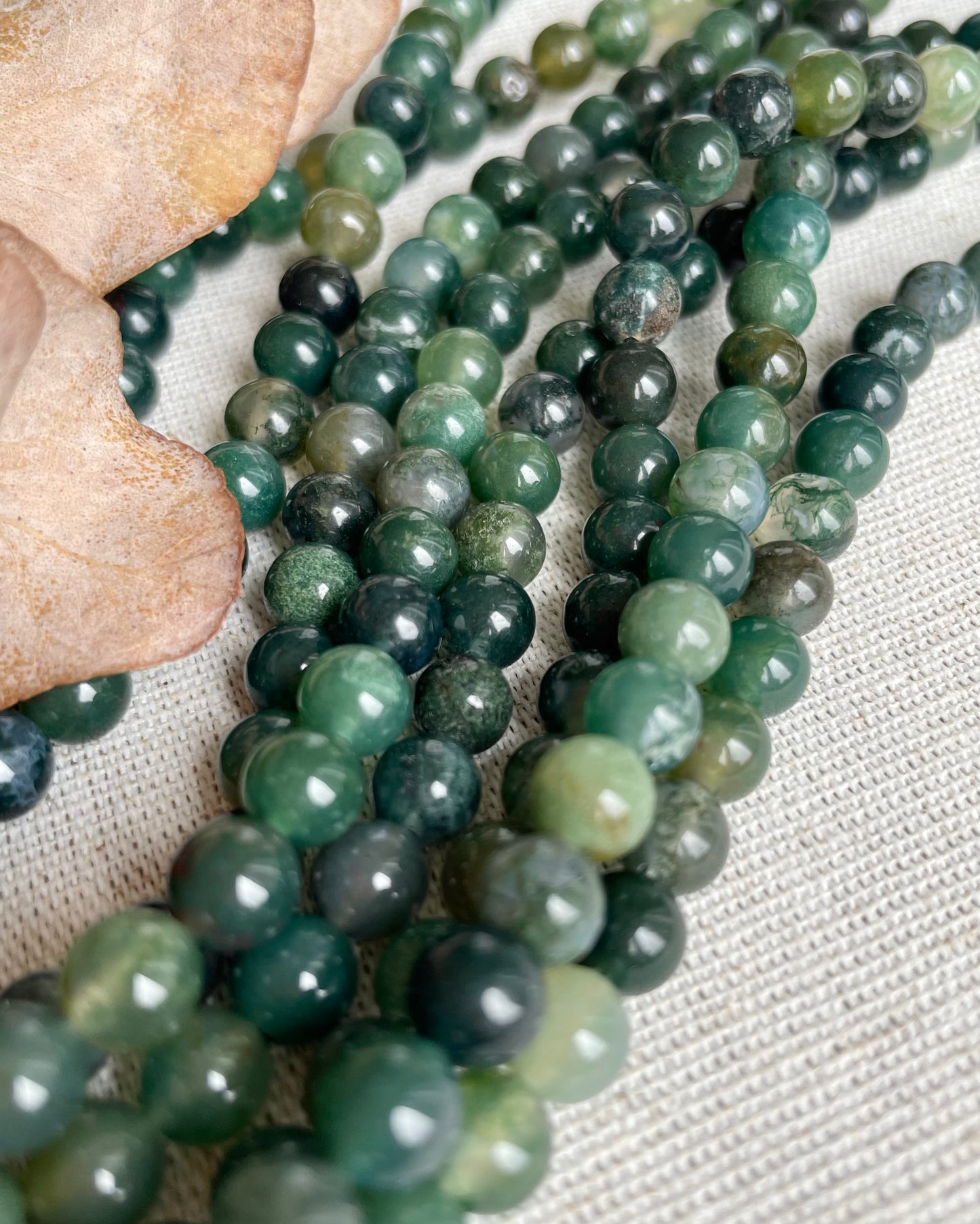 Moss Agate 6mm Natural Gemstone Crystal Beads