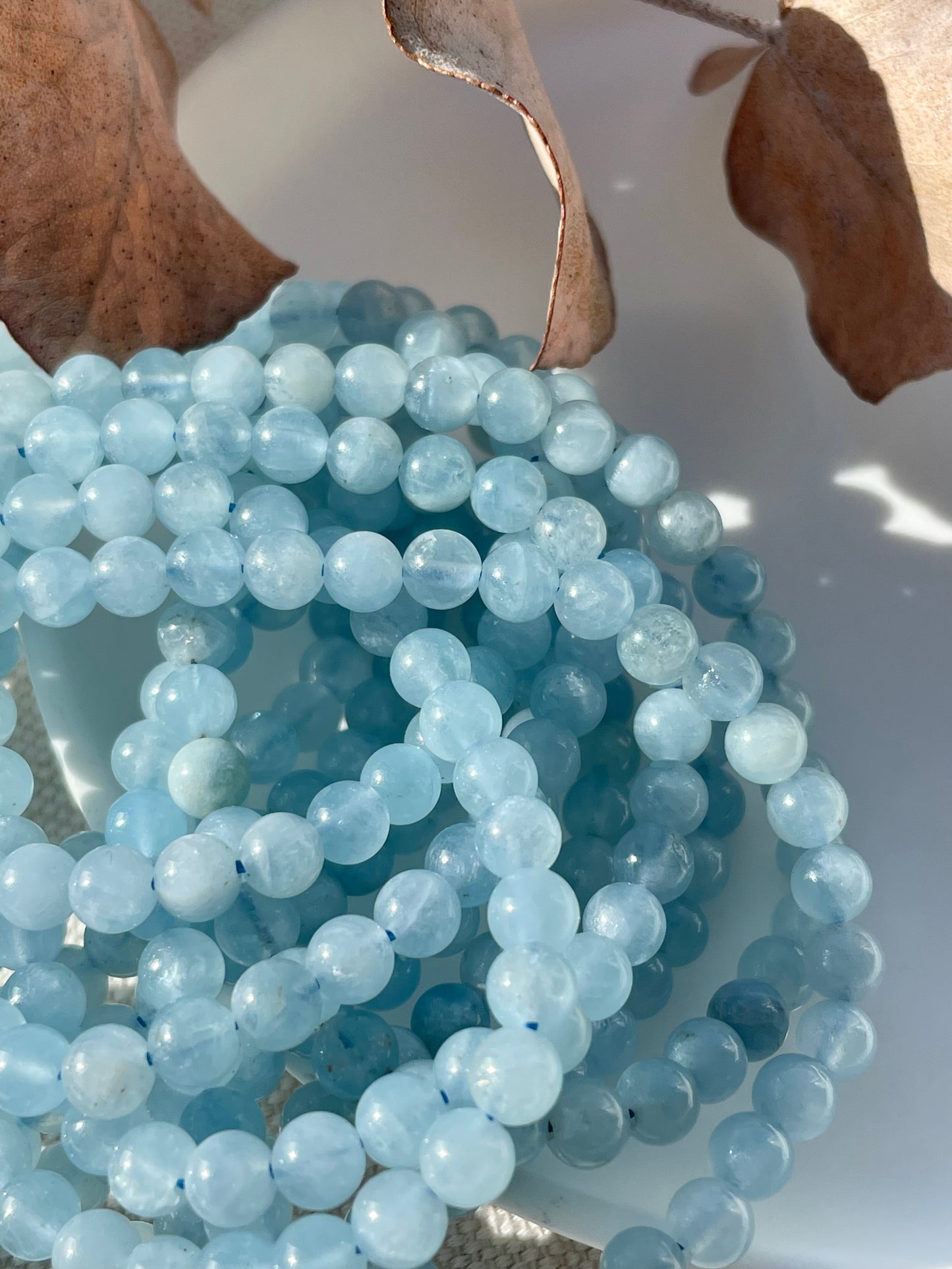 Aquamarine Smooth 4mm Natural Gemstone Crystal Beads