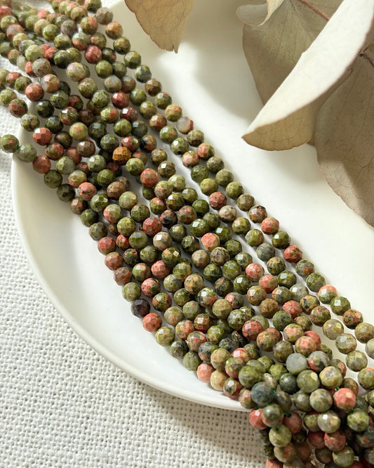 Unakite 4mm Natural Gemstone Crystal Beads