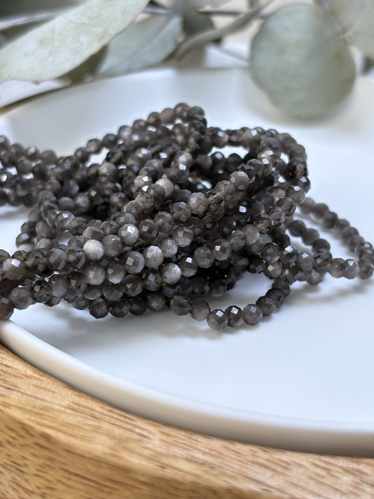 Silver Sheen Obsidian 3mm Natural Gemstone Crystal Beads